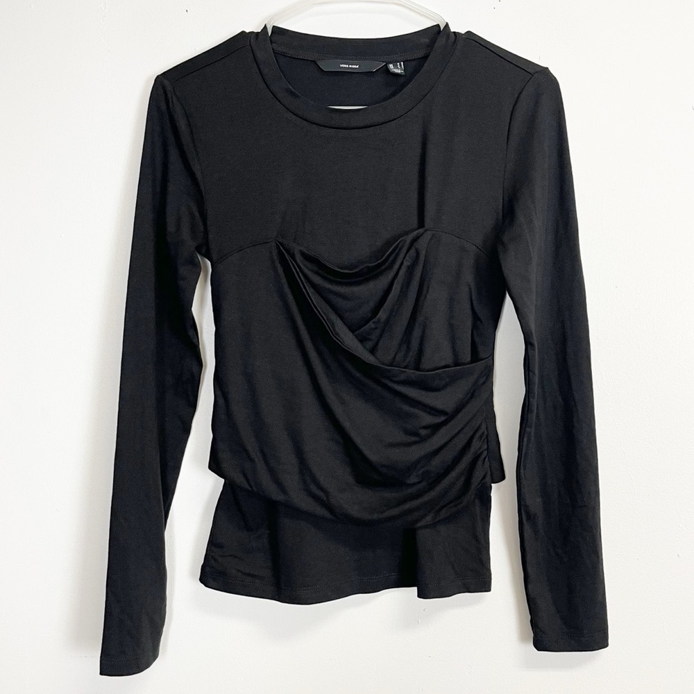 NEW Vero Moda Nelly Corset Top Womens Small Black Long Sleeve NWOT